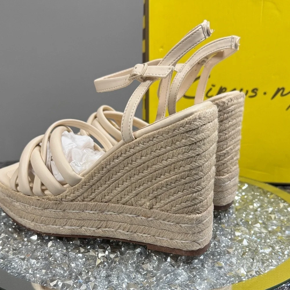 Circus by Sam Edelman Women's Irene Strappy espadrilles Tan Wedge Sandals NEW 10